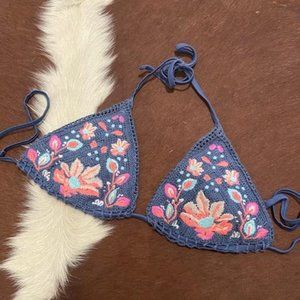 Crochet Floral Bikini Top